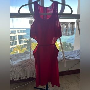 Mini red cutout dress